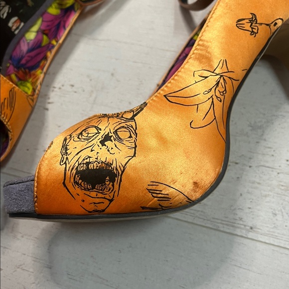 Rare Iron Fist Orange Zombie Lily Heels Size 8 - Picture 8 of 11